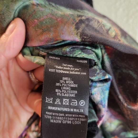 Ted Baker Wool Floral Satin Embellished Sparkle Blazer Jacket Size 12 - Picture 5 of 9